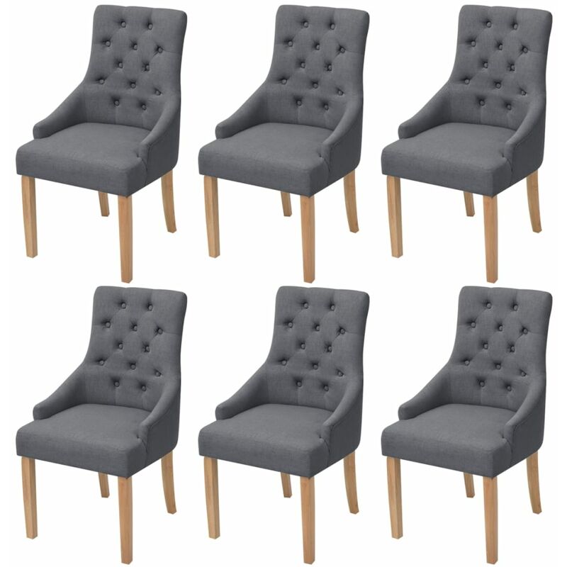 

Sillas de Comedor Tela 6 Unidades Gris Oscuro - Gris - Vidaxl