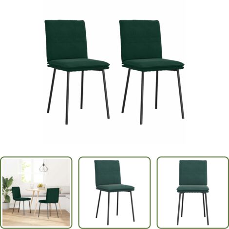 vidaXL Sillas de comedor de terciopelo -  Sillas de comedor 2 unidades terciopelo verde oscuro
