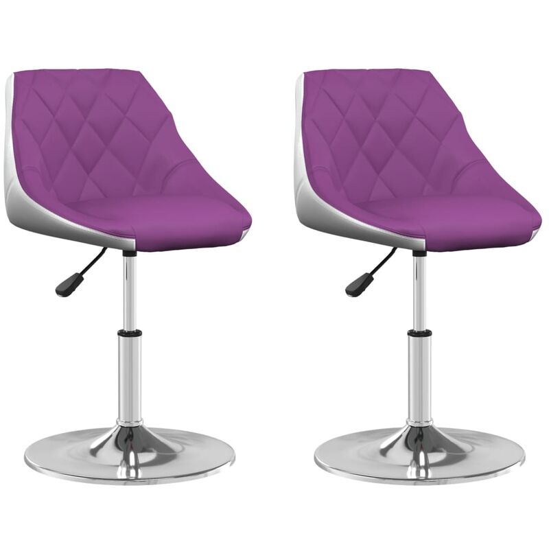 

vidaXL Sillas de comedor giratoria 2 uds cuero sintético morado blanco - Blanco