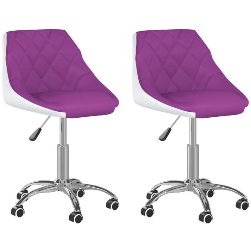 

vidaXL Sillas de comedor giratoria 2 uds cuero sintético morado blanco - Multicolor