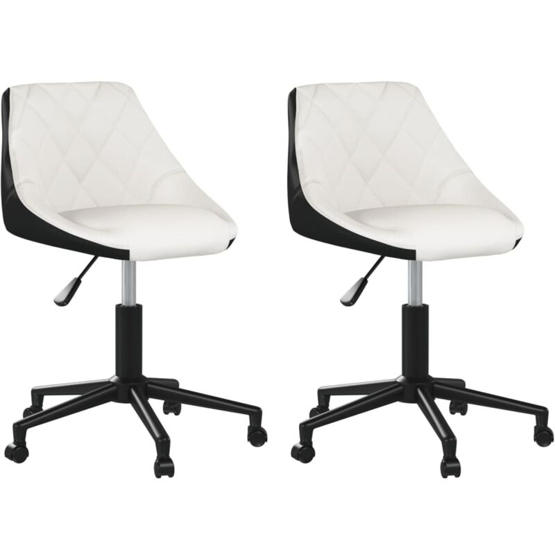 

vidaXL Sillas de comedor giratorias 2 uds cuero sintético blanco negro - Negro