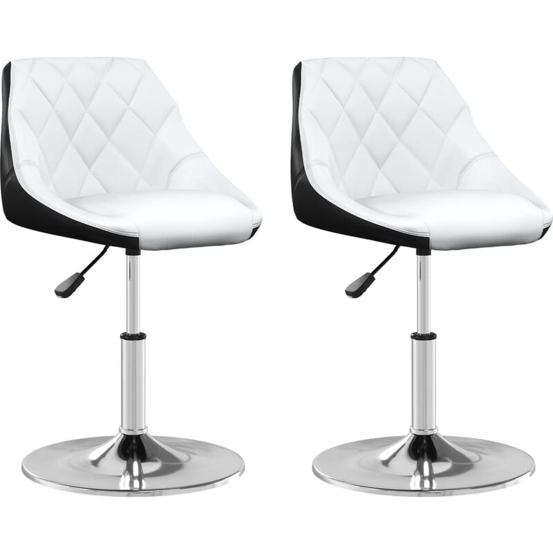 

vidaXL Sillas de comedor giratorias 2 uds cuero sintético blanco negro - Negro