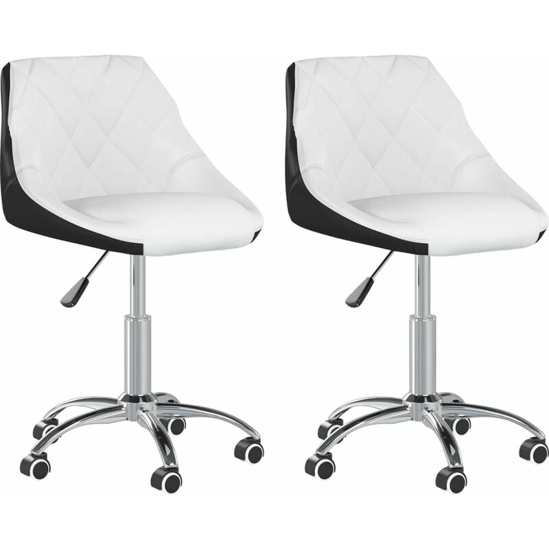 

vidaXL Sillas de comedor giratorias 2 uds cuero sintético blanco negro - Negro