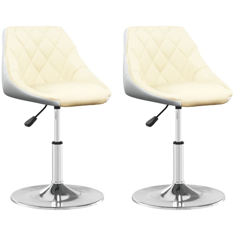 

vidaXL Sillas de comedor giratorias 2 uds cuero sintético crema blanco - Blanco