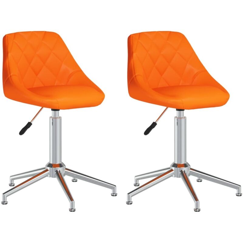 

vidaXL Sillas de comedor giratorias 2 uds cuero sintético naranja - Naranja