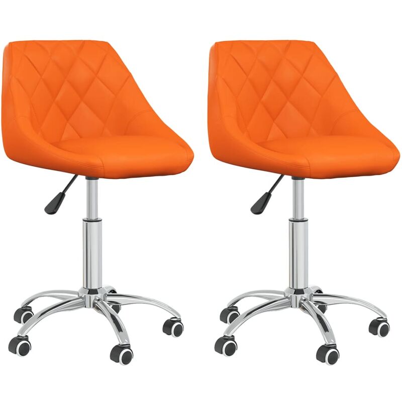 

vidaXL Sillas de comedor giratorias 2 uds cuero sintético naranja - Naranja