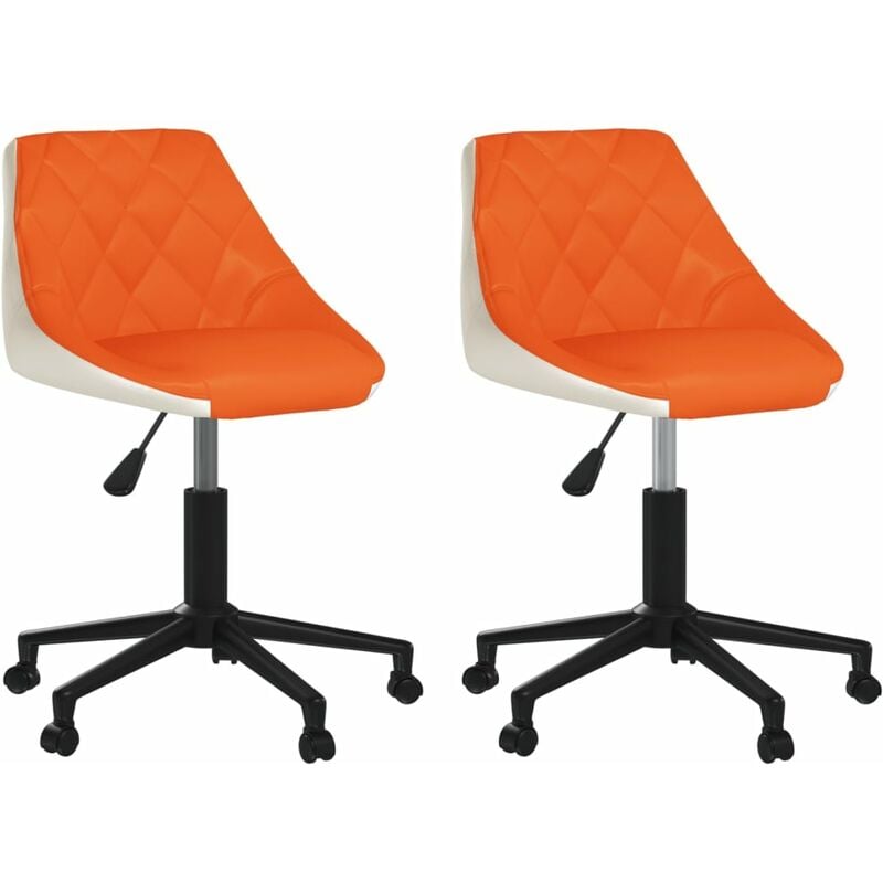 

vidaXL Sillas de comedor giratorias 2 uds cuero sintético naranja y blanco - Blanco