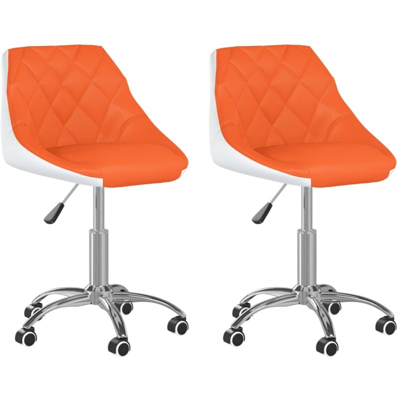 

vidaXL Sillas de comedor giratorias 2 uds cuero sintético naranja y blanco - Blanco