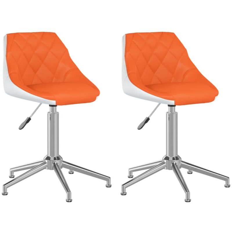 

vidaXL Sillasde comedor giratoria 2 uds cuero sintético naranja blanco - Multicolor