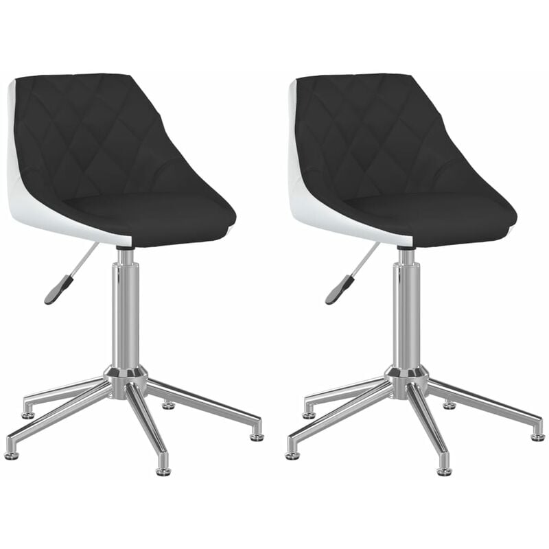 

vidaXL Sillas de comedor giratorias 2 uds cuero sintético negro y blanco - Multicolor