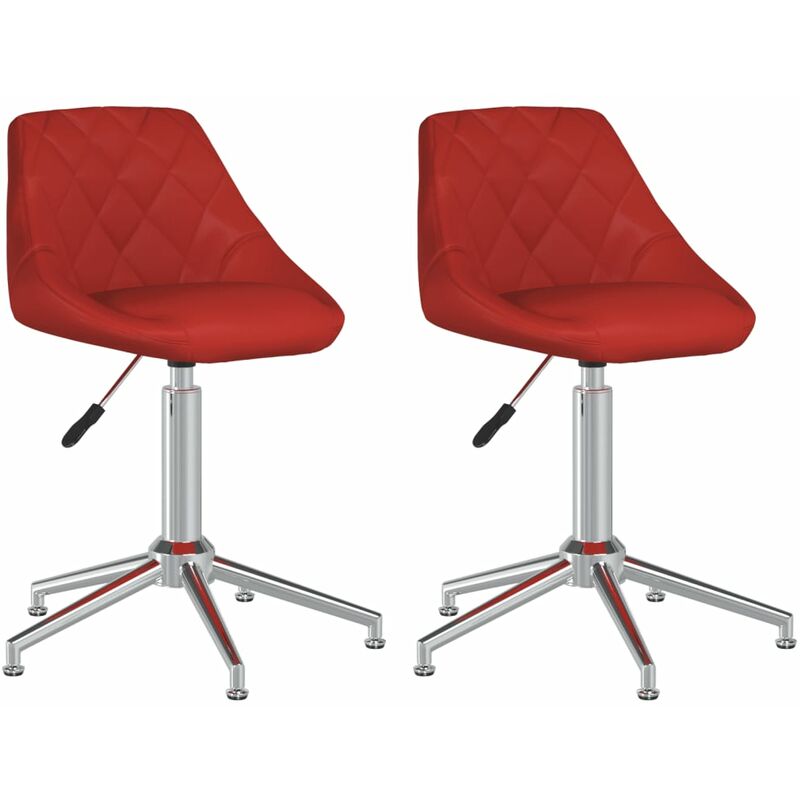 

vidaXL Sillas de comedor giratorias 2 uds cuero sintético rojo tinto - Rojo