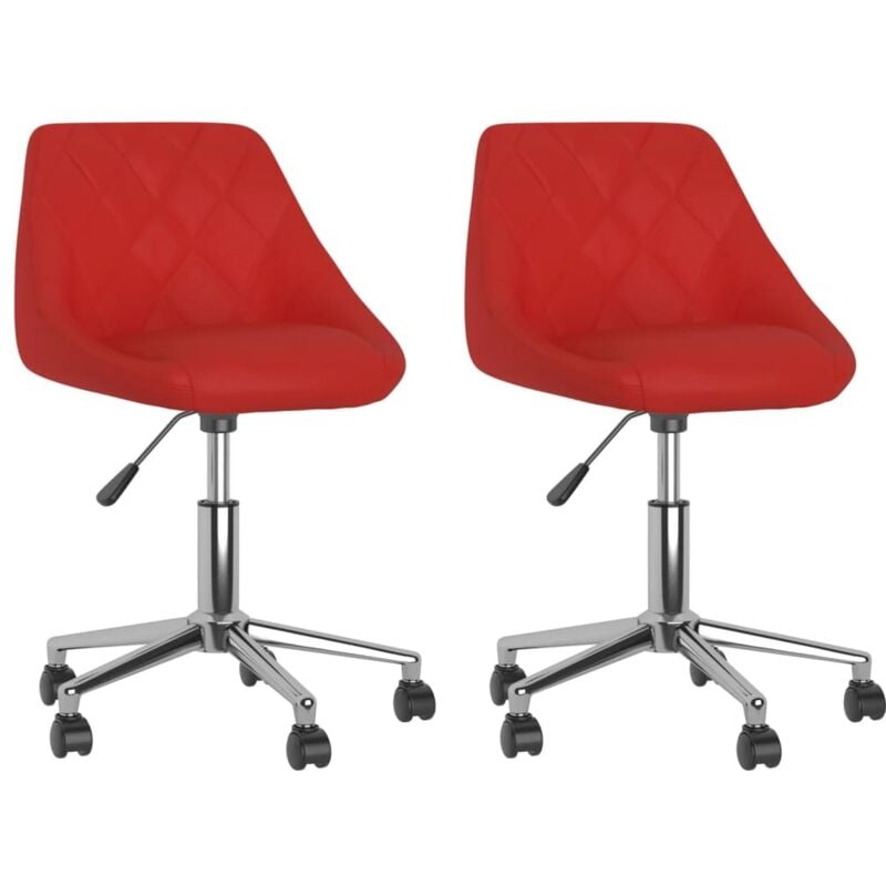 

vidaXL Sillas de comedor giratorias 2 uds cuero sintético rojo tinto - Rojo