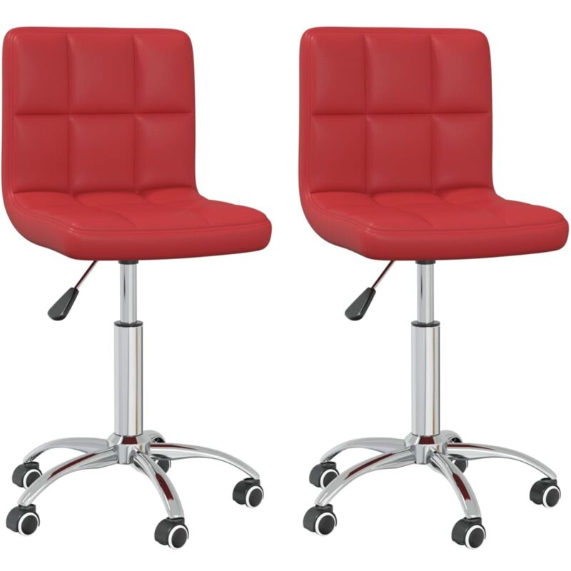 

vidaXL Sillas de comedor giratorias 2 uds cuero sintético rojo tinto - Rojo