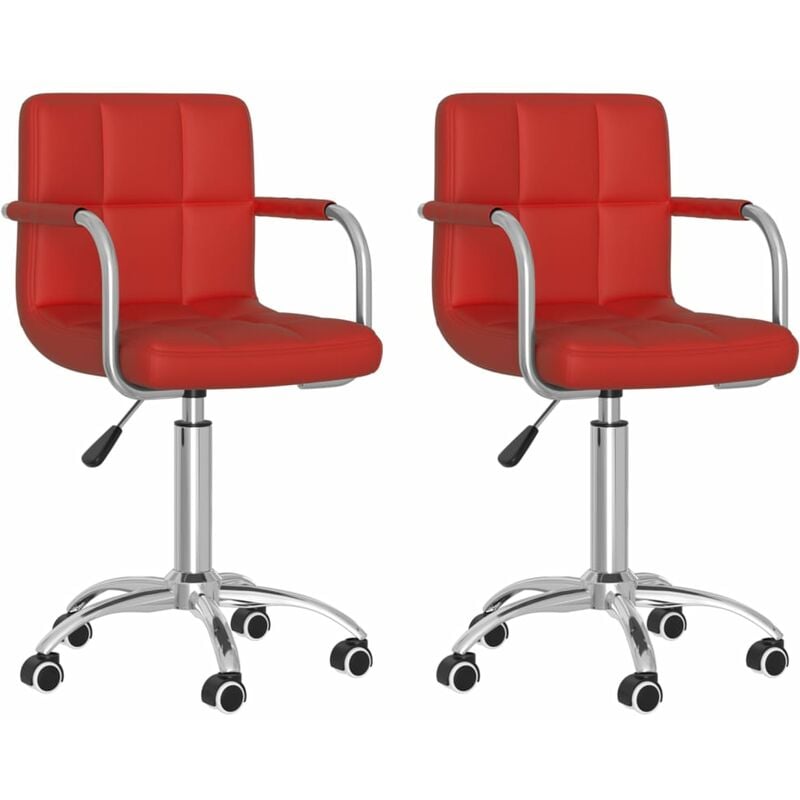 

vidaXL Sillas de comedor giratorias cuero sintético 2 uds rojo tinto - Rojo