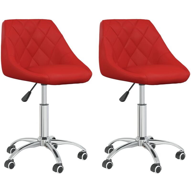 

vidaXL Sillas de comedor giratorias 2 uds cuero sintético rojo tinto - Rojo