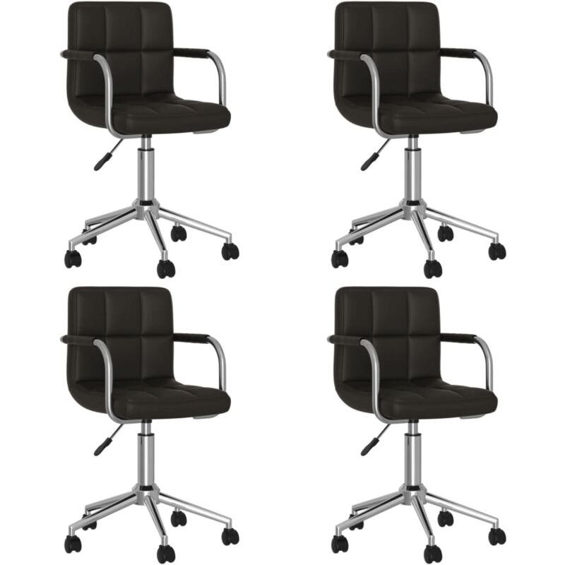 

vidaXL Sillas de comedor giratorias 4 unidades cuero sintético negro - Negro