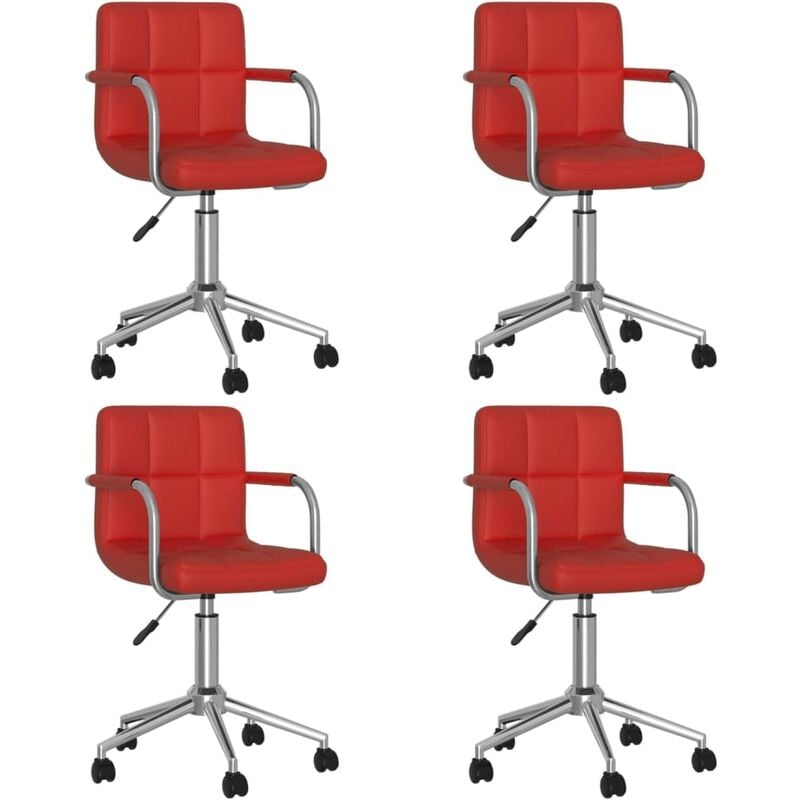 

vidaXL Sillas de comedor giratorias cuero sintético 4 unidades rojo tinto - Rojo