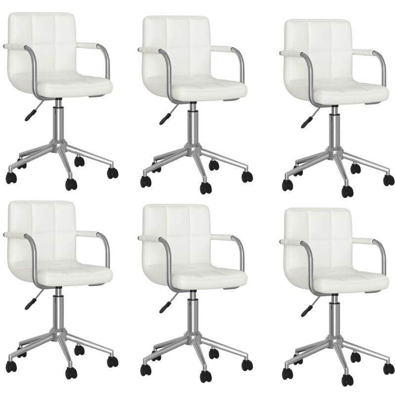 

vidaXL Sillas de comedor giratorias cuero sintético 6 unidades blanco - Blanco
