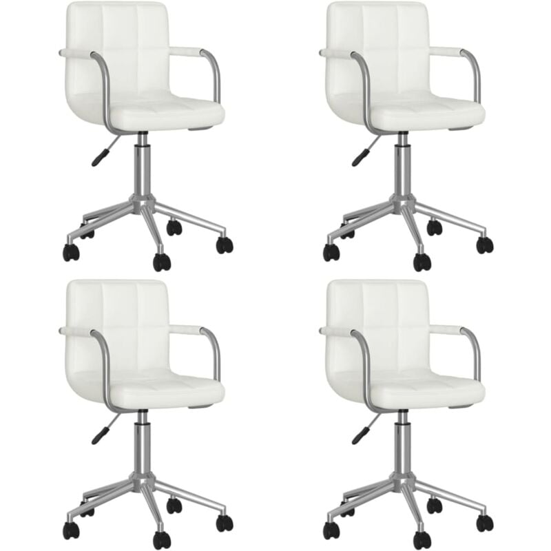 

vidaXL Sillas de comedor giratorias cuero sintético 4 unidades blanco - Blanco