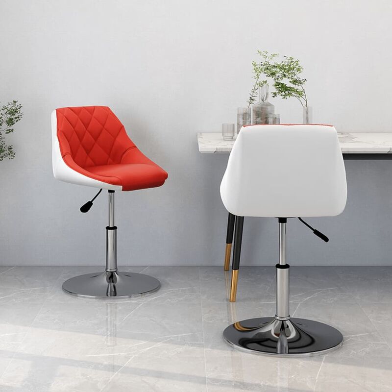 

vidaXL Sillas de comedor giratorias 2 uds cuero sintético rojo y blanco - Rojo