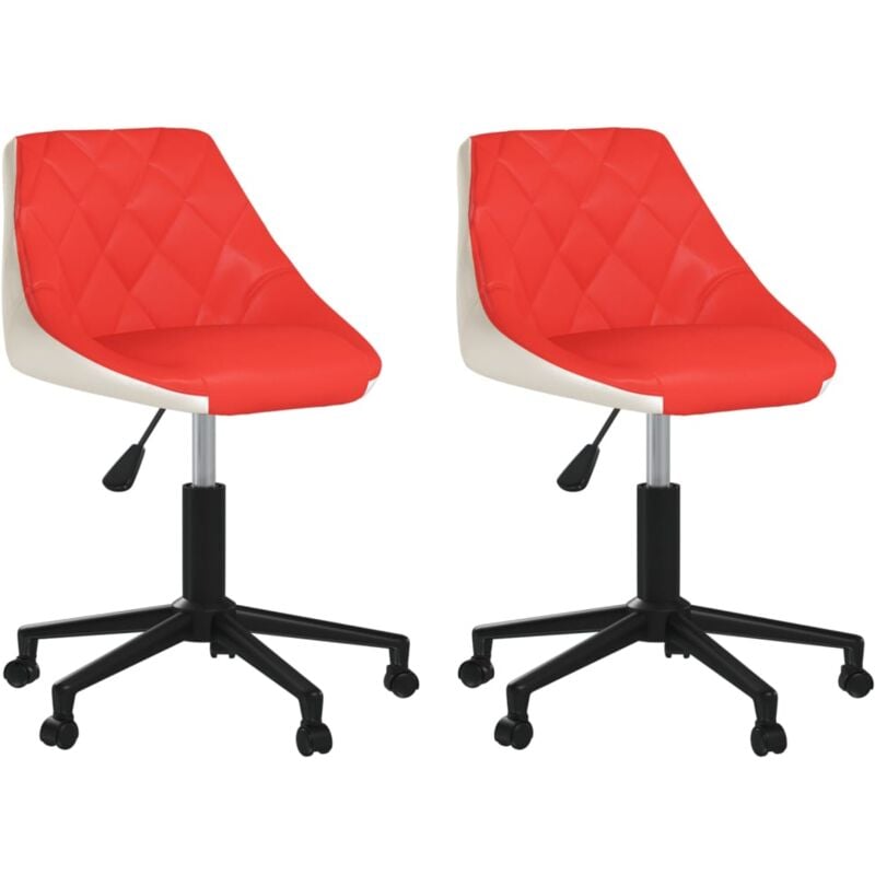 

vidaXL Sillas de comedor giratorias 2 uds cuero sintético rojo y blanco - Rojo