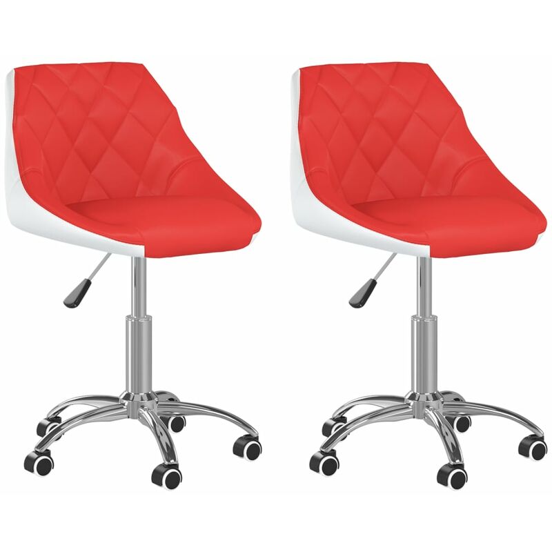 

vidaXL Sillas de comedor giratorias 2 uds cuero sintético rojo y blanco - Rojo