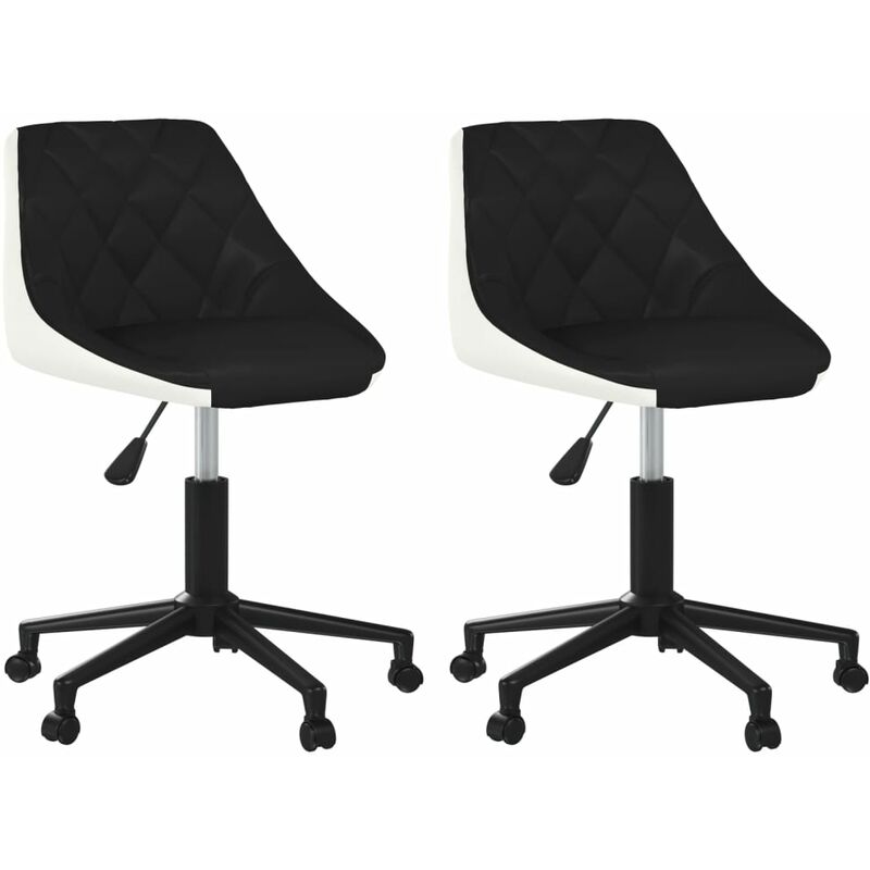 

vidaXL Sillas de comedor giratorias 2 uds de cuero sintético negro y blanco - Negro