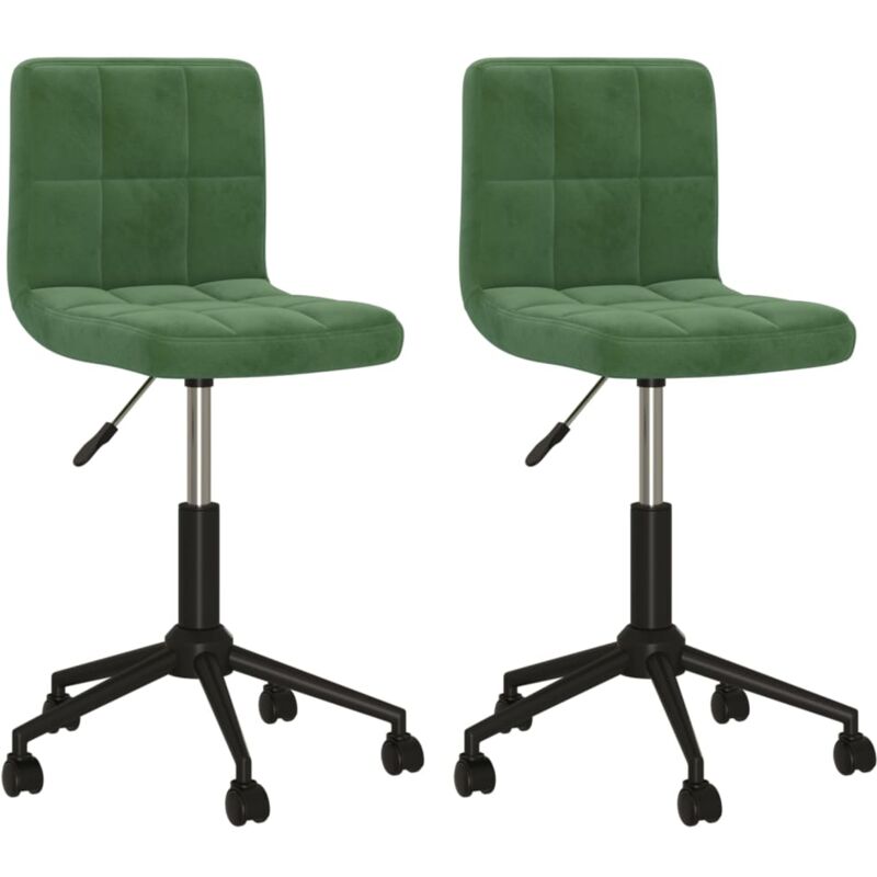 

vidaXL Sillas de comedor giratorias 2 unidades terciopelo verde oscuro - Verde