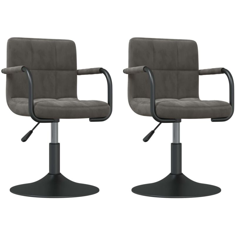 

vidaXL Sillas de comedor giratorias 2 uds de terciopelo gris oscuro - Gris
