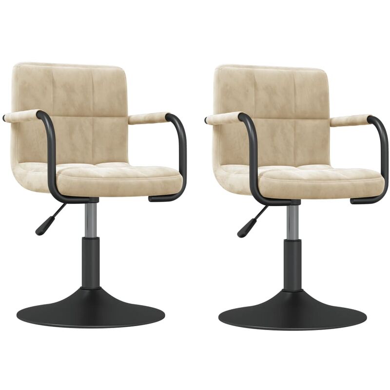 

vidaXL Sillas de comedor giratorias 2 uds de terciopelo crema - Crema