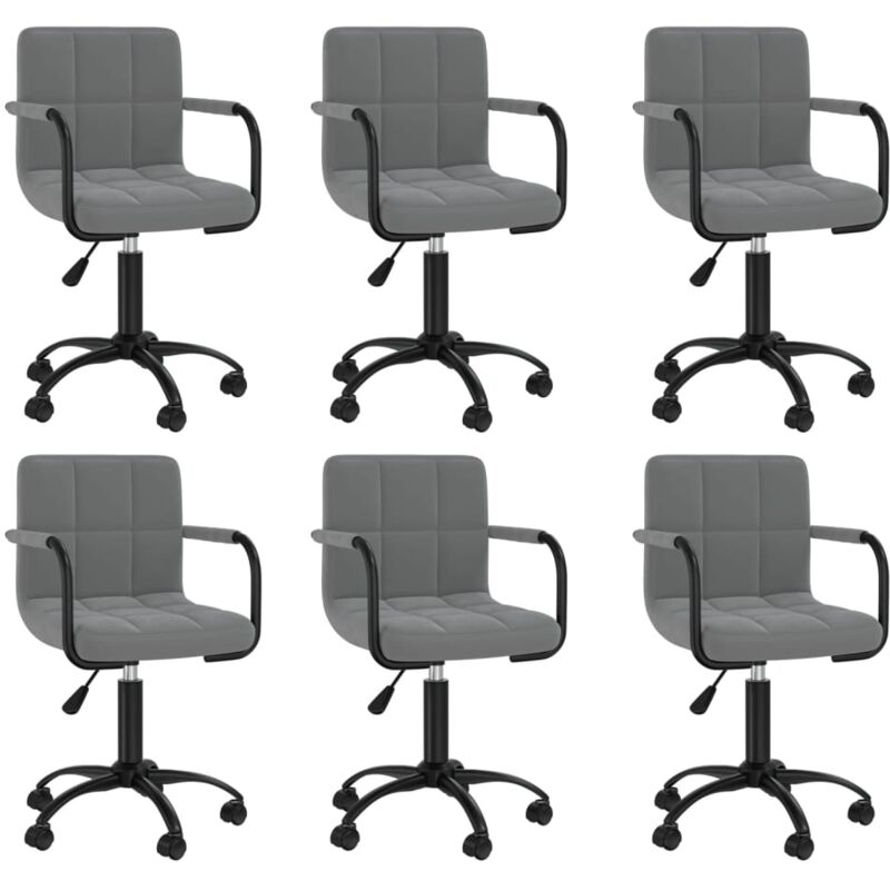 

vidaXL Sillas de comedor giratorias de terciopelo 6 uds gris oscuro - Gris