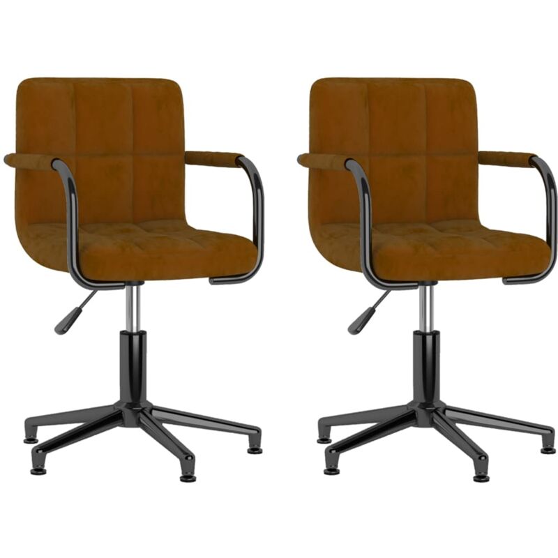 

vidaXL Sillas de comedor giratorias terciopelo 2 unidades marrón - Marrón