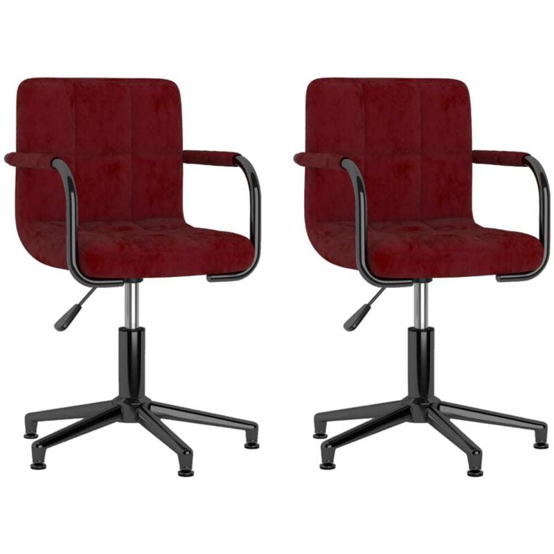 

vidaXL Sillas de comedor giratorias terciopelo 2 unidades rojo vino tinto - Rojo