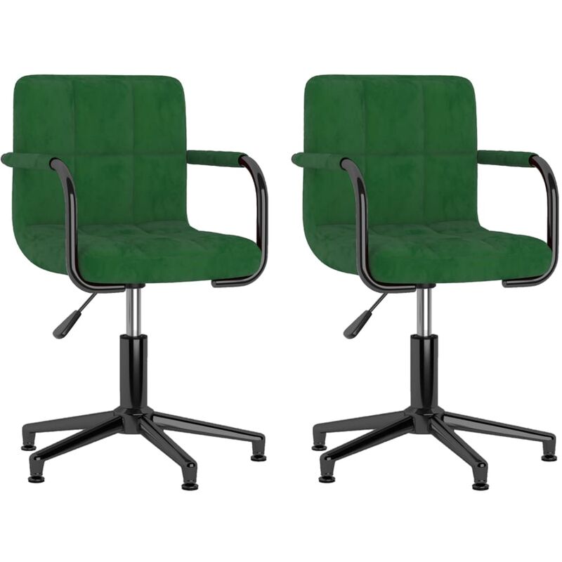 

vidaXL Sillas de comedor giratorias terciopelo 2 unidades verde oscuro - Verde