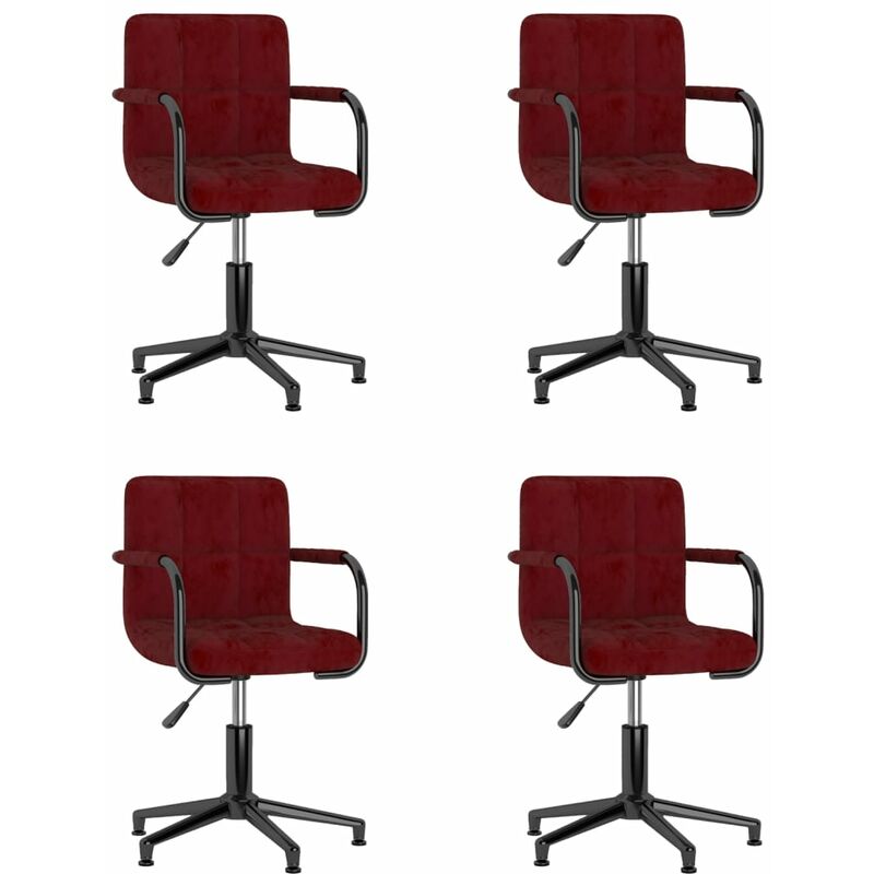 

vidaXL Sillas de comedor giratorias terciopelo 4 unidades rojo tinto - Rojo