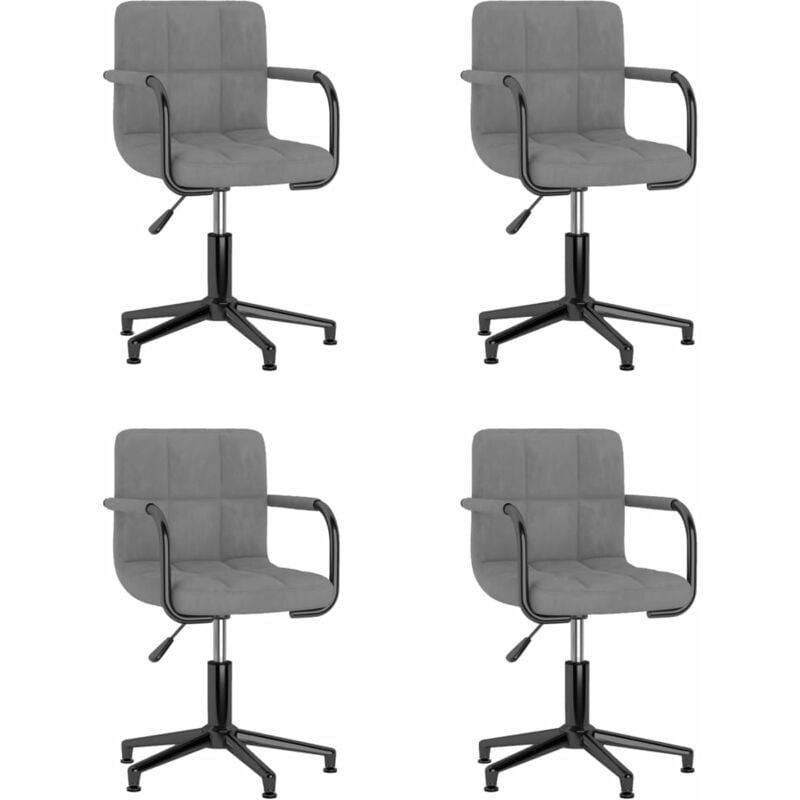 

vidaXL Sillas de comedor giratorias terciopelo 4 unidades gris claro - Gris