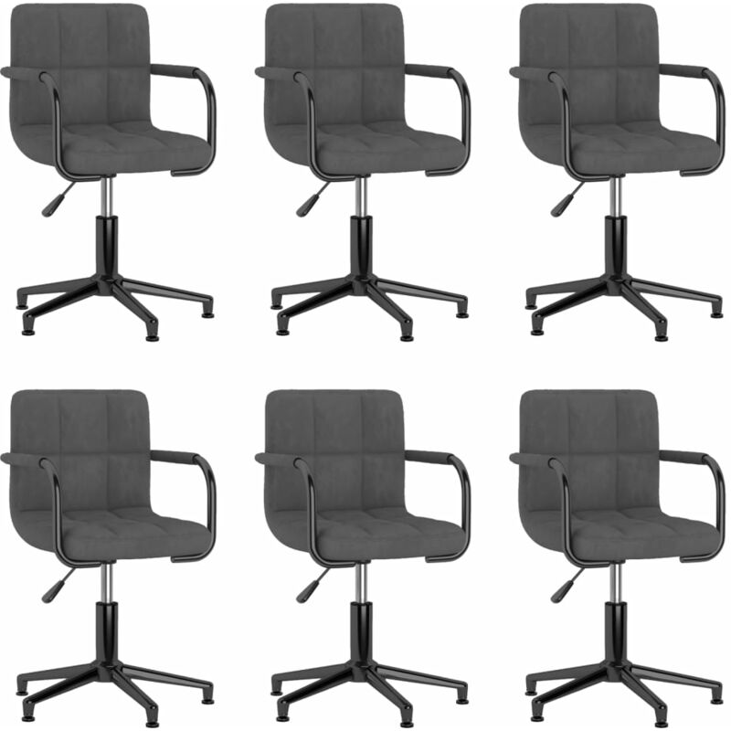 

vidaXL Sillas de comedor giratorias terciopelo 6 unidades gris oscuro - Gris