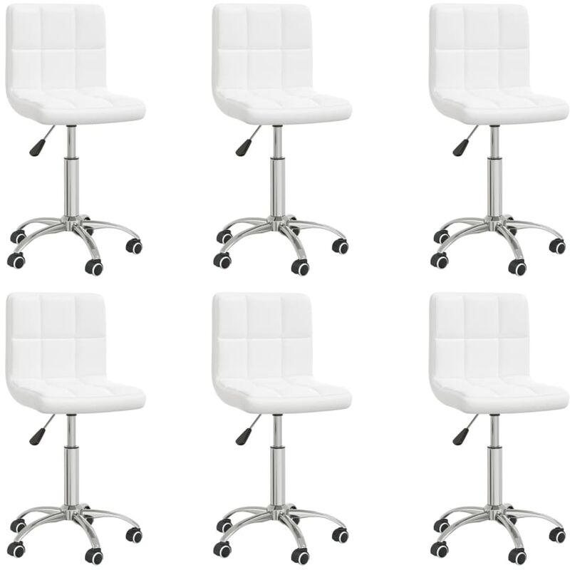 

vidaXL Sillas de comedor giratorias de cuero sintético blanco 6 uds - Blanco