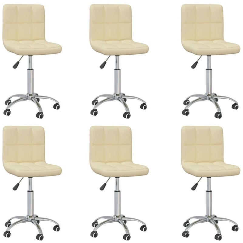 

vidaXL Sillas de comedor giratorias de cuero sintético color crema 6 uds - Crema