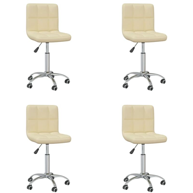 

vidaXL Sillas de comedor giratorias de cuero sintético color crema 4 uds - Crema