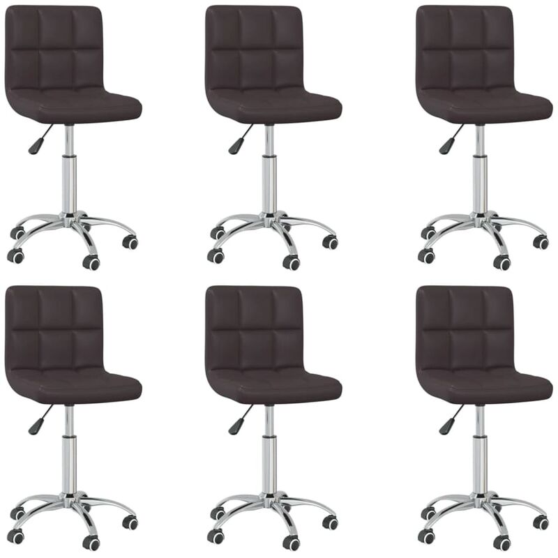 

vidaXL Sillas de comedor giratorias de cuero sintético marron 6 uds - Marrón