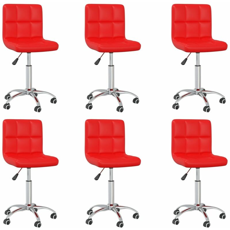 

vidaXL Sillas de comedor giratorias de cuero sintético rojo 6 uds - Rojo