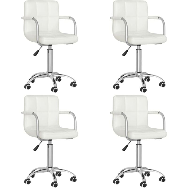 

vidaXL Sillas de comedor giratorias cuero sintético 4 uds blanco - Blanco