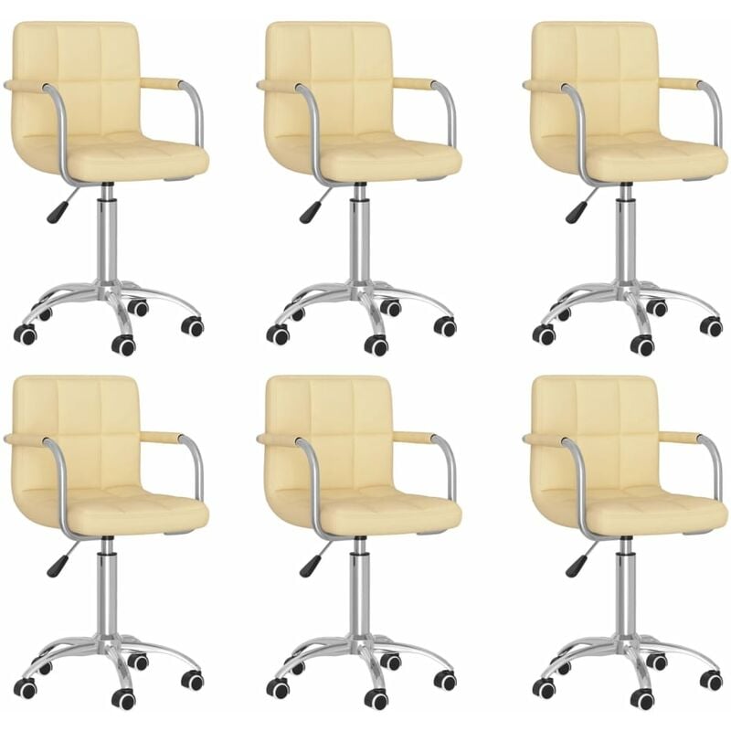 

vidaXL Sillas de comedor giratorias cuero sintético 6 uds color crema - Crema