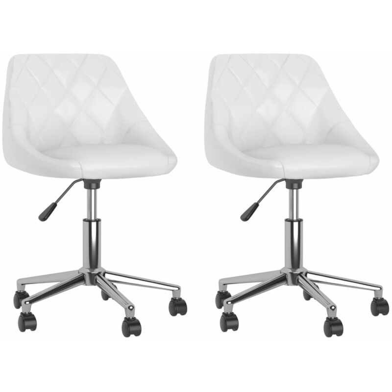 

vidaXL Sillas de comedor giratorias 2 unidades cuero sintético blanco - Blanco
