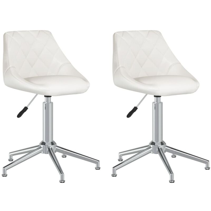 

vidaXL Sillas de comedor giratorias 2 unidades cuero sintético blanco - Blanco