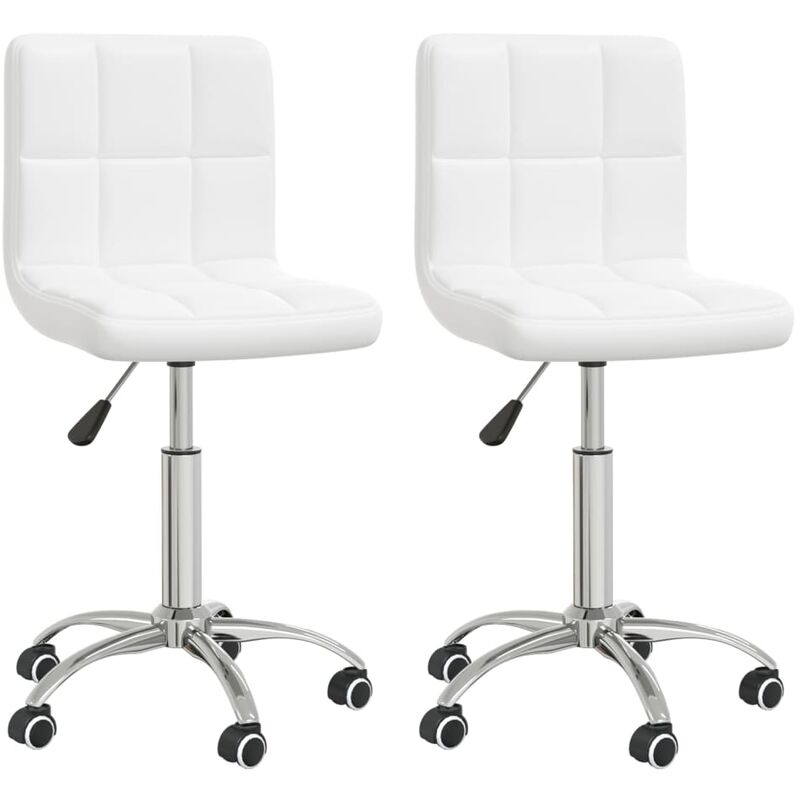 

vidaXL Sillas de comedor giratorias 2 unidades cuero sintético blanco - Blanco