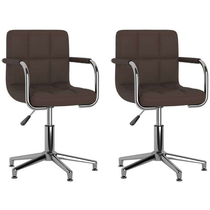 

vidaXL Sillas de comedor giratorias cuero sintético 2 unidades marrón - Marrón