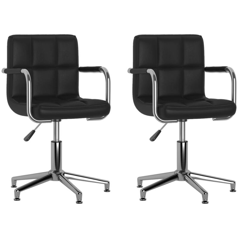 

vidaXL Sillas de comedor giratorias cuero sintético 2 unidades negro - Negro