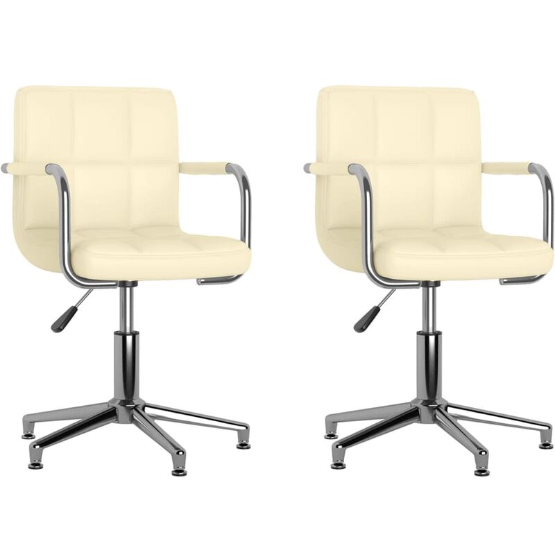 

vidaXL Sillas de comedor giratorias cuero sintético 2 unidades crema - Crema
